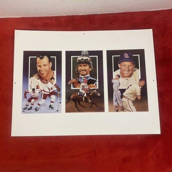 VTG 1991 Legends Magazine Postcard Panel Sheet Hof Musial Gordie Howe Shoemaker - Picture 1 of 4